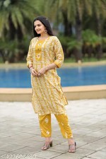 Cotton Kurtis Women's Printed Cotton Cotton Blend A-line Kurti Set