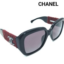 CHANEL Sunglasses Red Square Asian Fit Coco Mark Black x Red Made in Italy