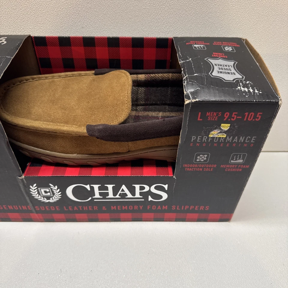 Zapatillas grandes para hombre nuevas en caja chaps de gamuza genuina de cuero con espuma viscoelástica 9,5-10,5 tostadas Foto 2 de 4