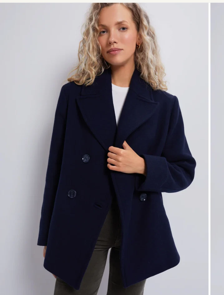 Barbour Ingrid Double Breasted Wool blend Peacoat MSRP$565 English Elegance