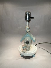 Vintage Nursery Plastics Inc. Wooden Birdhouse Lamp - Hand Painted Birds 1950s