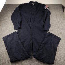 Bulwark FR Coveralls Mens 40-RG Navy Blue Flame Resistant EUC