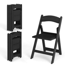 8 Pack Resin Folding Chairs with Padded Seat All-Weather Resin Frame Patio