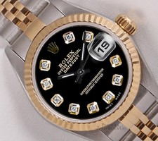 Rolex Lady Datejust 26mm 18K Two-Tone Jubilee Fluted Bezel Black Diamond Dial