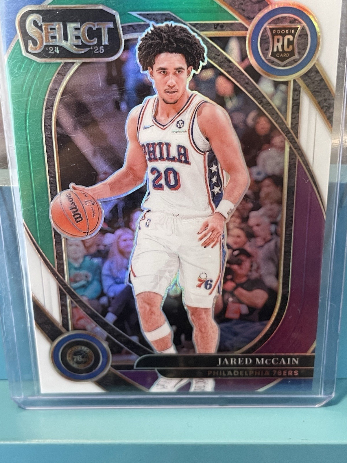 2024-25 Panini Select #283 Jared McCain Green White Purple Prizm RC 76ers Rookie