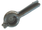 Unusual cast iron lemon squeezer w/white ceramic cup & plunger -later 1800's — photo 1