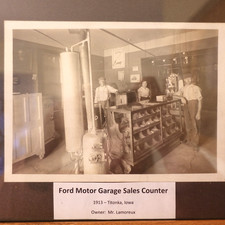 1913 Ford Motor Garage Framed Photo Oak Picture Frame Model T Era Antique