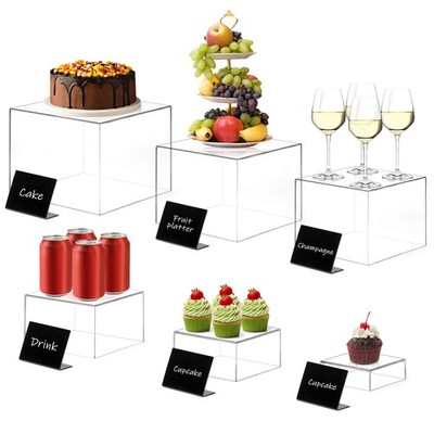 6-Piece Acrylic Food Display Boxes, Sizes (3''-8'') for Buffet Risers, Cake Stands