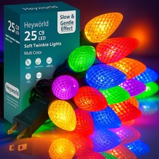 C9 Soft Twinkle Lights, 25 LED 17FT Waterproof Christmas Lights, Connectable ...