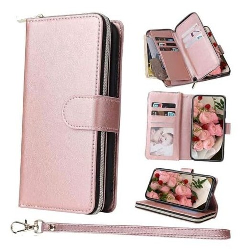 9 Cards Zipper Leather iPhone X Series iPhone X/iPhone XS Rose Gold