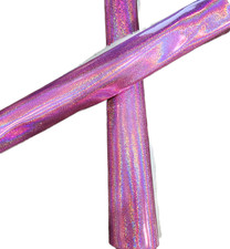 Bright Pink Rainbow Holographic Smooth Glitter FAUX LEATHER ROLL 12" x 55"