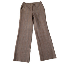 Brown Classic Wool Blend Plaid Lined Vintage Trousers Pants Women Size 2 EU 34 