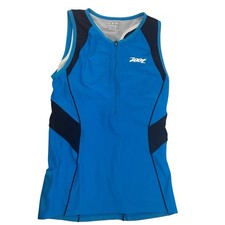 Zoot Sports Half Zip Performance Tri Jersey Top Women's Large Blue