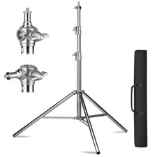 9.2 ft/2.8 m Heavy Duty Light Stand, Spring Cushioned Stainless Steel Light S...