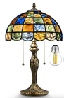 Nizrsky Tiffany Lamp Crystal Square Style,Stained Glass Table Lamp 12" Vintage