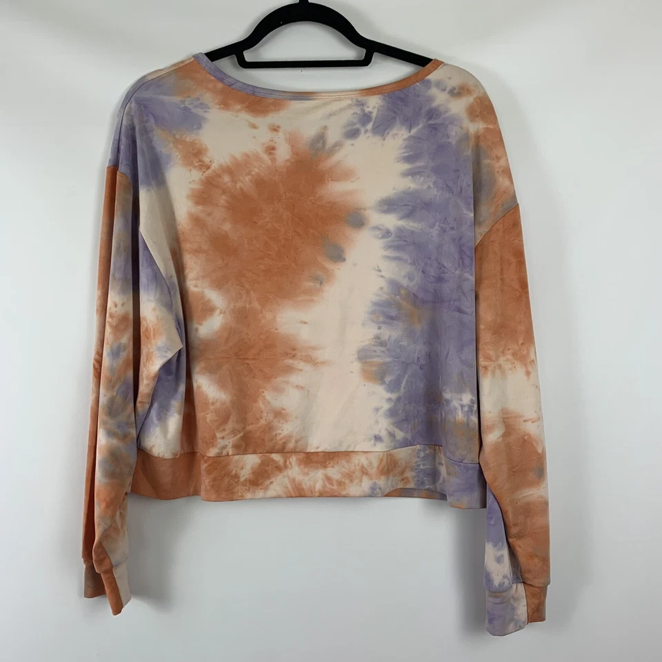 Женский пуловер Yelete укороченная толстовка размер маленький галстук краситель многоцветный с длинным рукавом - Изображение 3 из 4