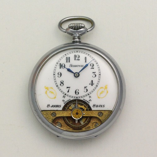 HEBDOMAS 8 BOLLETTINO/8 giorni ANCRE MANUALE 49mm nichel Orologio da  taschino | eBay