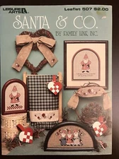 Leisure Arts Christmas Counted Cross Stitch Pattern Chart #507 Santa & Co