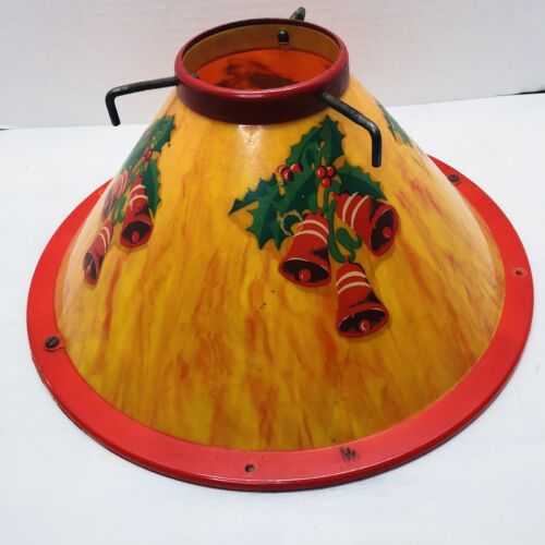 NOMA Vintage 1950s Lighted Christmas Tree Stand With Bells Holly Graphics Works