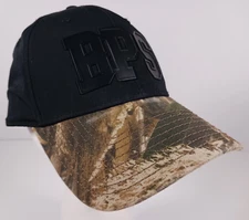 Bass Pro Shops BPS Gone Fishing Black Camo Hat Stretch Flex Fit Cap Camouflage