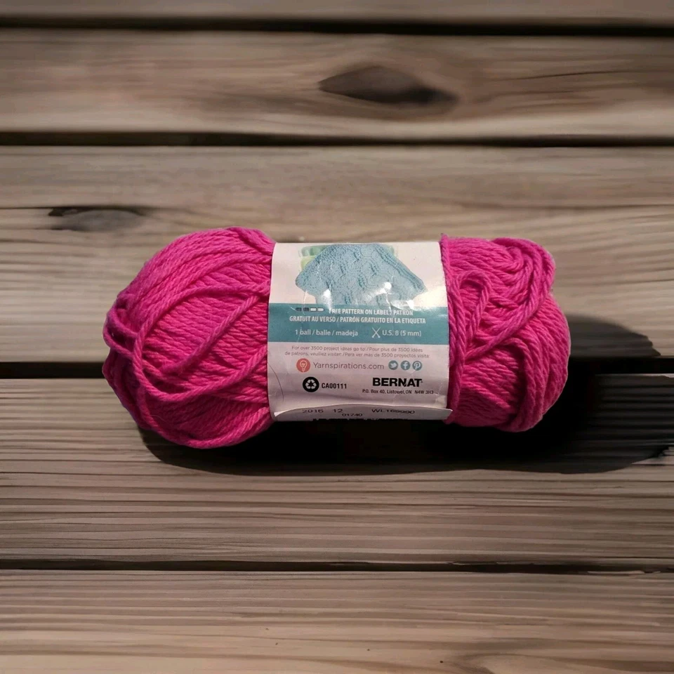 Bernat Handicrafter Hilo de Algodón Sólidos ROSA CALIENTE 1 BOLA 1,75 OZ 80YD 100% ALGODÓN! Foto 2 de 3