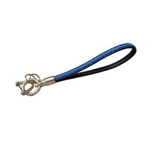 Microfiber Leather Wristlet Keychain Universal Wrist Lanyard Blue Black