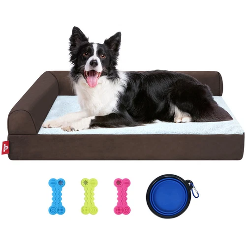Removable Soft Dog Bed L Shaped Orthopedic Soft Memory Foam Pet Beds Couch Cover - Picture 11 of 29