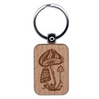 Trippy Toadstool Mushrooms Engraved Wood Rectangle Keychain Tag Charm ...