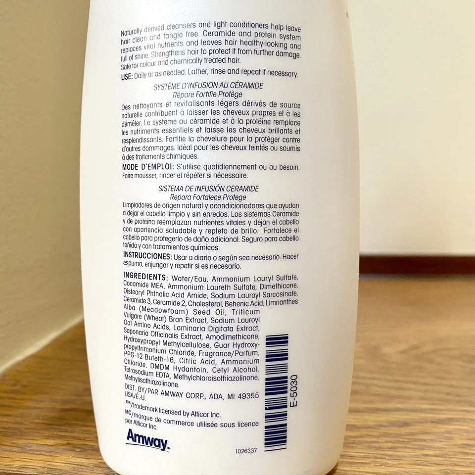 Antigo Xampu Condicionador Amway Satinique 2 em 1 Equilíbrio Diário Ceramida Reparo - Imagem 3 de 3
