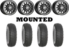 Kit 4 System 3 XCR350 Tires 28x10-14 on Sedona Sano Beadlock Black Narrow CAN
