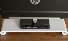 Quirky Space Bar Pop low-profile monitor stand w/4-port USB hub 2-port charger