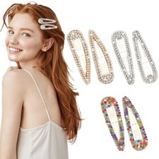 2.4 Inch 3 Colors Rhinestone Hair Clips, 6PCS Hair Clips 2.4 in Multi-colored