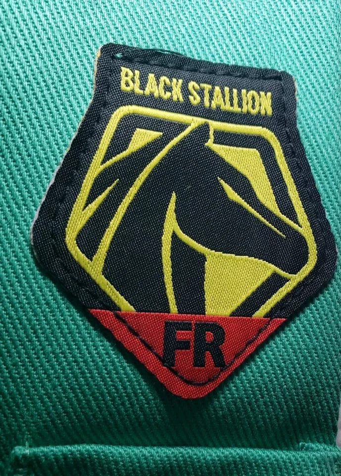 Welding Jacket Large L 9oz Flame Resistant Black Stallion Green F9-30c Workwear - Image 2 of 4