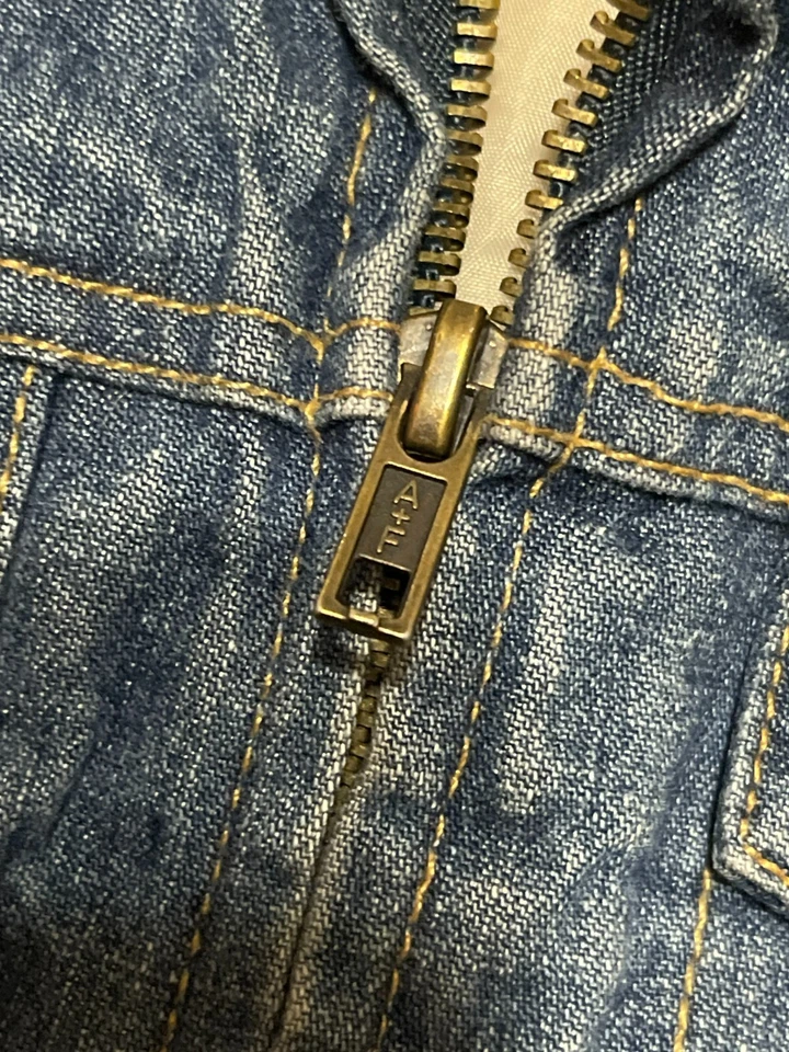 Chaqueta Abercrombie & Fitch, Para Mujer Talla Mediana, Azul, Denim, Cremallera Completa, Piel Foto 2 de 4