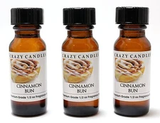 3 Cinnamon Bun 1/2oz Premium Grade Scented Fragrance Oil Crazy Candles