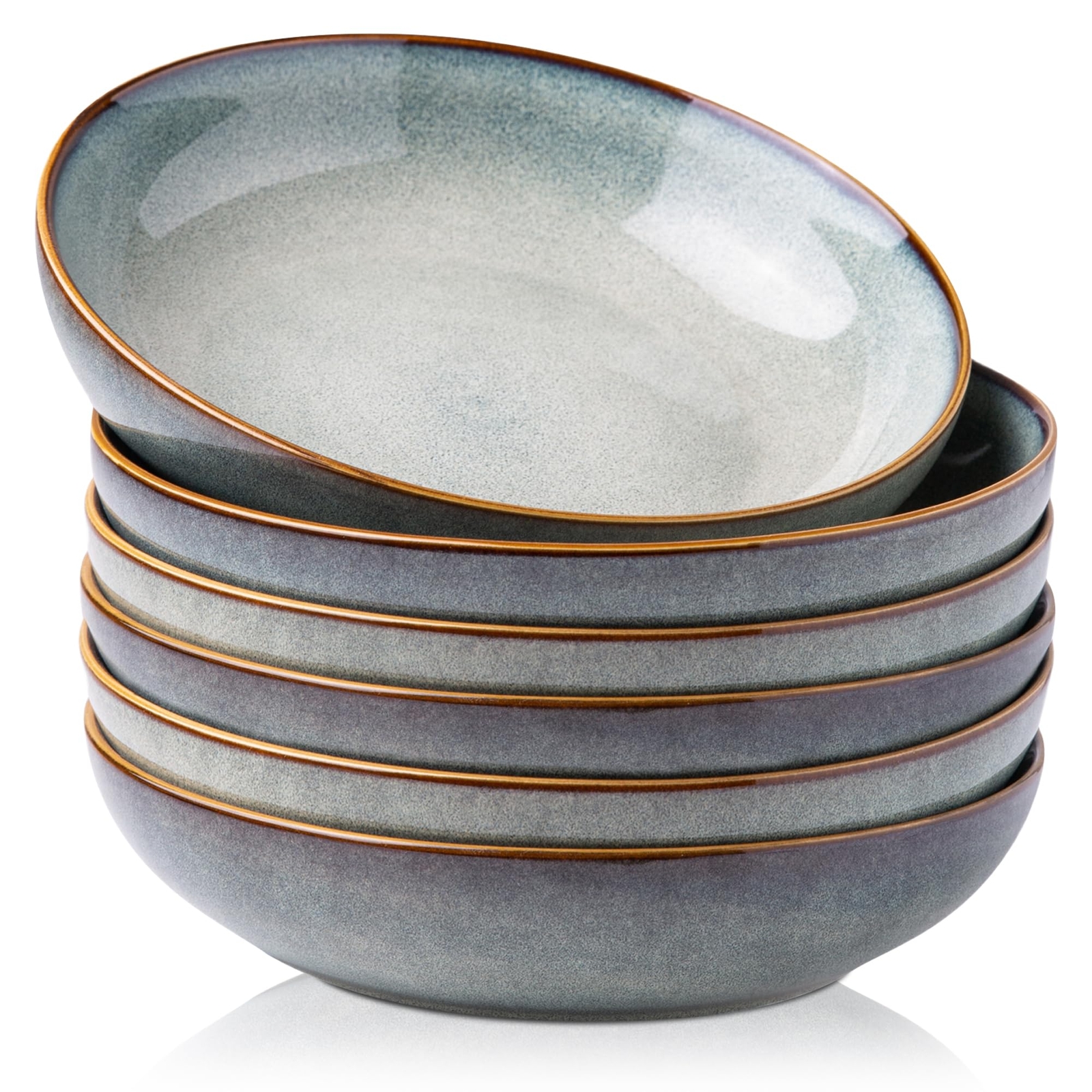 6 Large 8.5" Ceramic Pasta Bowls, 36oz Deep Serving Bowls for Pasta, Salad, Soup