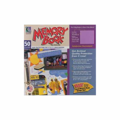 C-Line Memory Book 12 x 12 Inch Scrapbook Page Protectors, Clear Poly, Top Load,