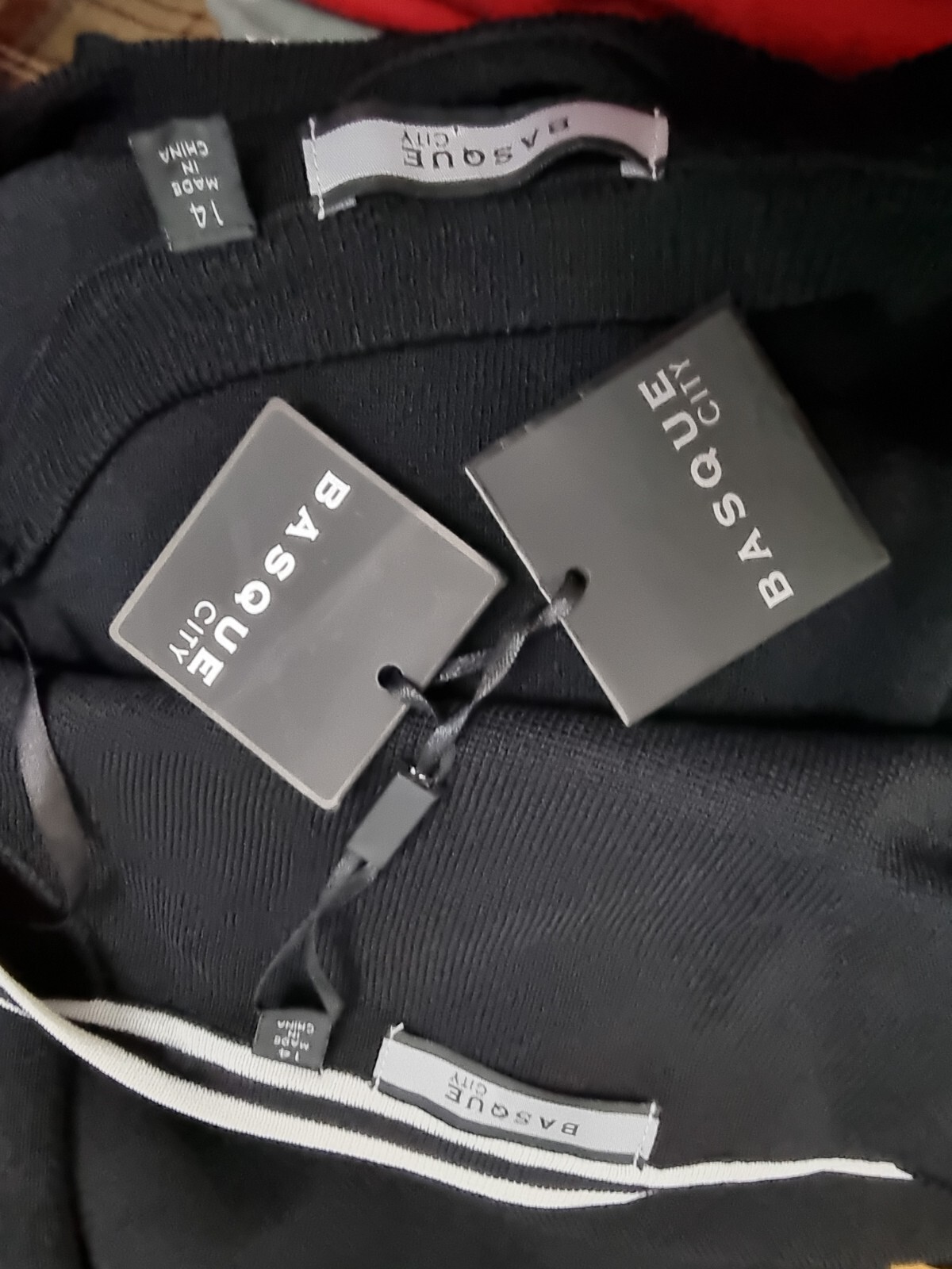 Designer Womens Knitted 2 Piece Dress & Cardigan Set Sz 14 Black With