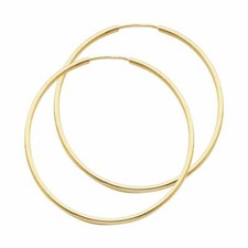 14k High Polished Yellow Gold 1 x 50 mm Round Tube Endless Hoop Earrings
