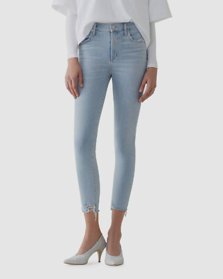 $228 Agolde Women's Blue Parallel High-Rise Cropped Skinny Jeans Pants Size 28