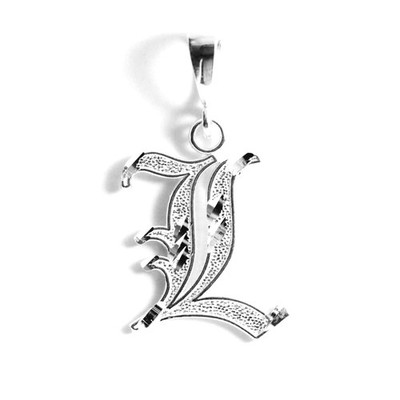 Personalized Gothic Old english Sterling Silver Initial A-Z Pendant. (L)