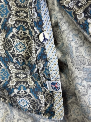 John Lennon Men’s Button Up Shirt Size Med Long Sleeve Flip Cuff Paisley Unique - Picture 7 of 10