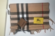 Burberry Classic Check Wool  Cashmere scarf Beige - Authentic - Fast Ship.