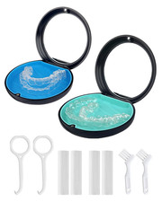 2 Pack Retainer Case with Mirror Kits, Aligner Case Compatible with Invisalign,