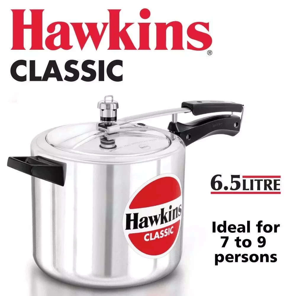 6.5ltr Hawkins Classic Aluminium Pressure Cooker - New Improved Models UK