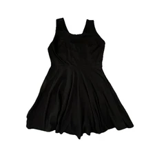 BLACK MINI FIT & FLARE DRESS WITH PEEKABOO BOWS BACK, CHEST 38 IN, LENGTH 32 IN