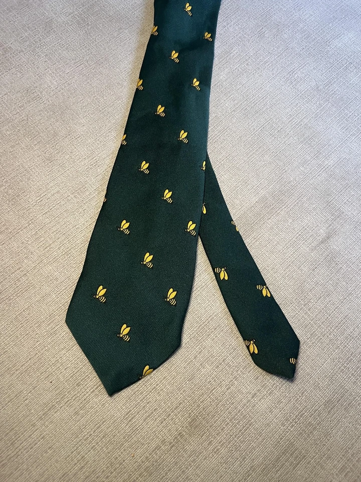 Corbata Pick-Smith Ltd para hombre talla única verde motivo abeja Locust Valley NY Preppy Foto 2 de 4
