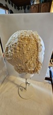 Bridal Bonnet Cap Covering Antique Hand Made Crochet Lined Ecru