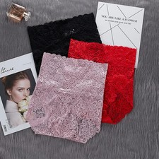 Lace High Waist Panties Women's Cotton Lined Soft Breathable Comfort Briefs