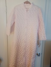 Vtg NWT Barbizon Quilted Robe Pink Button Closure Maxi Pockets satin M